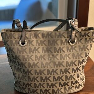 Michael Kors Black and Tan Signature Tote